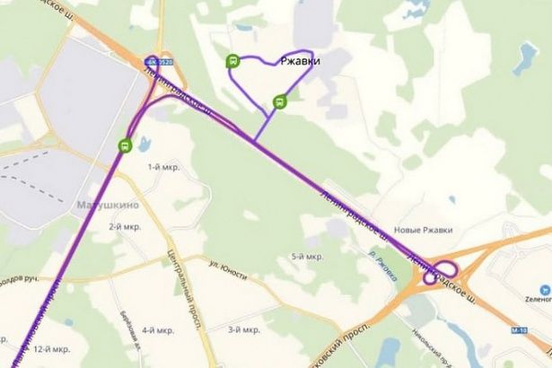 Сердце, протяжённостью в три километра образует маршрут автобуса "Ржавки – Зеленоград"